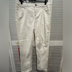 Chico’s so slimming white with light tan ankle jeans size 1.5